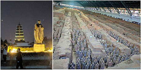 Terracotta warriors in the tomb of an ancient Chinese emperor